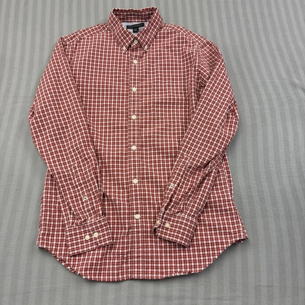 Banana Republic Soft Wash Shirt Mens Medium Red Button Up Long Sleeves Gingham